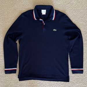 Lacoste Men's Navy Polo with Tricolor Accents